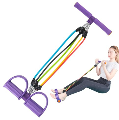 Pédale de fitness - Extracteur d'étrier - Équipement d'exercice pour s'asseoir - Corde de traction à 5 tubes - Équipement antidérapant élastique réglable pour l'entraînement des bras, amincissant