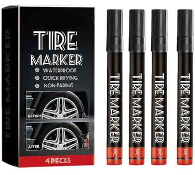 MARCBUSE 4 marcadores de letras de neumáticos a base de aceite, resistentes a la decoloración, diseño ergonómico de agarre para motocicleta, coche, bicicletas, neumáticos, bolígrafos de pintura de