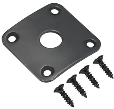 MOTHNUR Electric Guitar Jack Plate Replacement Cover Metal Socket Plate with Curved Square Design Fits Electric Bass Guitar Includes Mounting Screw for Secure Installation