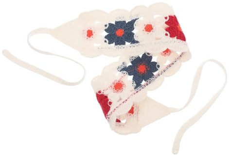 Alipis Bandana per Capelli Donna Stile Boho Vintage Fascia Tessuta Mano con Motivo Floreale Rosso e Accessorio Estivo per Spiaggia e Carnevale Sciarpa Multifunzionale per Capelli