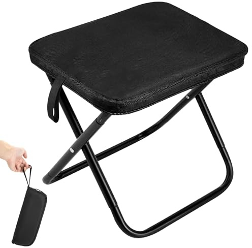KNJOMZIE Bärbar hopfällbar minipall – lätt hopfällbar campingpall 28 × 28 x 24 cm – stabil hopfällbar pall upp till 150 kg, ultralätt hopfällbar stol för utomhusbruk, resor och fiske