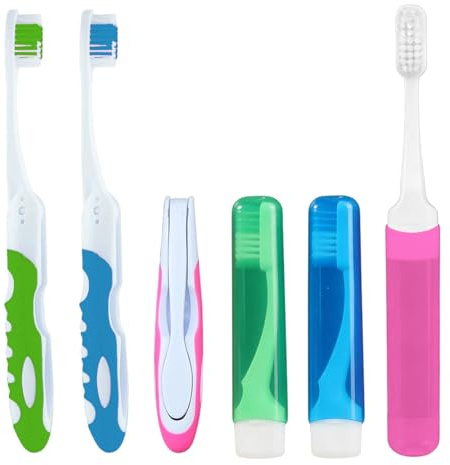 6 Pezzi Spazzolino da Viaggio, Spazzolino da Viaggio Kit, per Bambini Adulti, Spazzolino portatili da denti pieghevoli con setole morbide, In Campeggio, In Viaggio, per viaggi campeggio escursionismo
