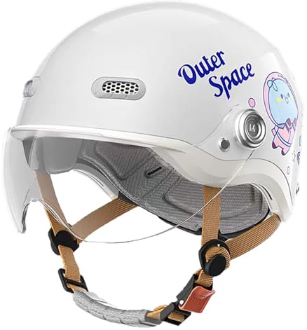 Casco Jet Da Moto Per Bambini Con Visiera Parasole, Casco Aperto Per Motociclisti Dai 3 Ai 12 Anni, Per Bambini E Bambine, Omologato ECE 22.06, Casco Per Scooter Per Bambini E,48-54cm