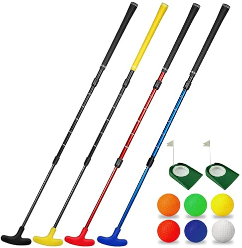 Golfschläger Set, Golf Putter Verstellbar für Links- und Rechtshänder Golf Schläger mit Golfbällen und Fahnenloch Minigolf Schläger für Junior und Erwachsene,Outdoor &Indoor