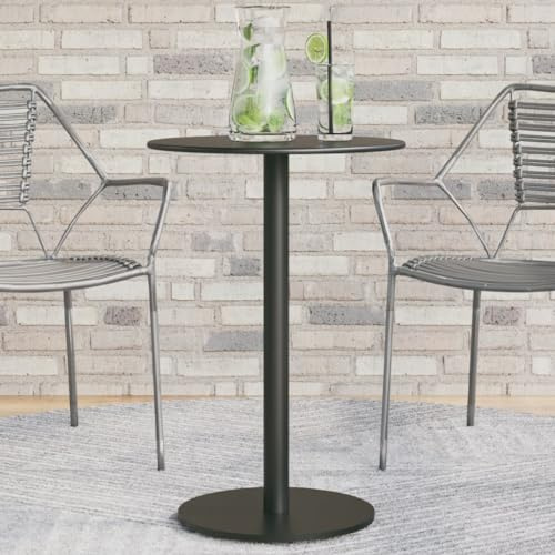 VIHHQGC Weather Resistant Outdoor Dining Table with Powder Coated Steel Frame and Sturdy Round Garden Table for Patio Dining, Black Ø50x72 cm