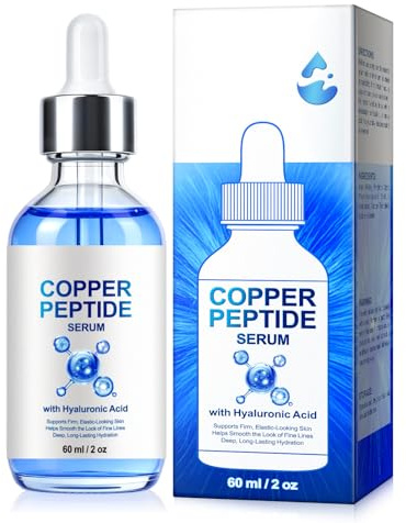 Sérum facial con péptidos de cobre, con ácido hialurónico, antienvejecimiento, atenúa las líneas de expresión, proporciona una piel firme y elástica, hidratación profunda y de larga duración 60ml