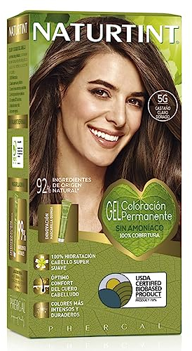 Naturtint | Colorazione senza ammoniaca | Copertura dei capelli grigi al 100% | Ingredienti vegetali | Colore naturale e di lunga durata | 5G Marrone dorato chiaro | 170ml