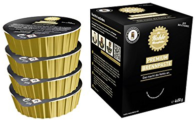 Die Kohlenmanufaktur Premium rauchfreie* Brennpaste 4X 50g aus 100% Bio-Ethanol klimaneutrales Verbrennen