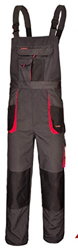 ART.MAS Latzhose Arbeitshose Classic Handwerker KFZ Gärtner Mechaniker 270g/m2 (54, Graphit/rot)