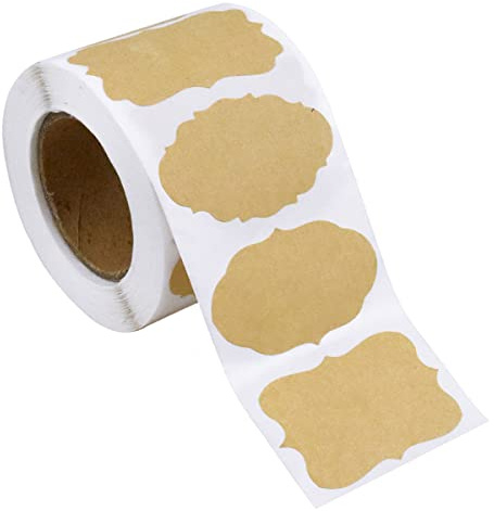 500 pezzi Etichette da Cucina Kraft, 1.98 x 1.18 Pollici Rimovibili Etichette di Carta Kraft Etichette Vuote ,6 Forme Etichette Natale Adesive per Alimenti, Decorazioni, Bottiglie, Barattoli, regali