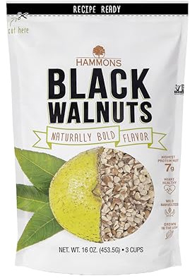 Hammons Black Walnuts - Wild Harvested - Non-GMO, Gluten Free, High Protein, Keto Snack - Recipe Ready Nuts Great for Cooking and Baking - 16oz