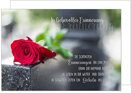 Edition Seidel Biglietto di condoglianze, con busta, biglietto di condoglianze, biglietto di condoglianze, con scritta in amorevole ricordo con rose, addio alle condoglianze (T1042 SW022)