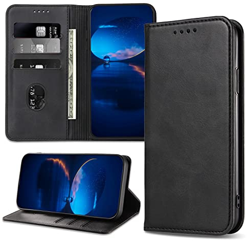 DENDICO Case for iPhone XR, Classic PU Leather Magnetic Wallet Case, Flip Folio Protective Phone Cover Compatible with iPhone XR, Black