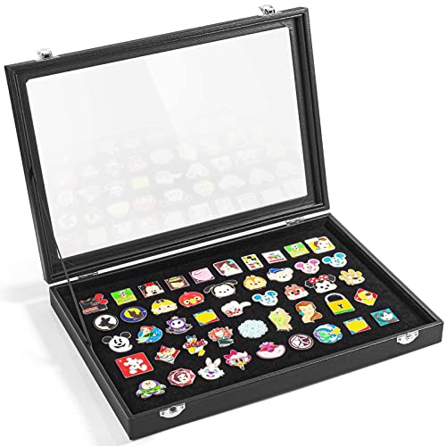 Enamel Pin Display Case, Pin Collection Holder, 14 X 9 Shadow Box Frame for Disney Pins, Black