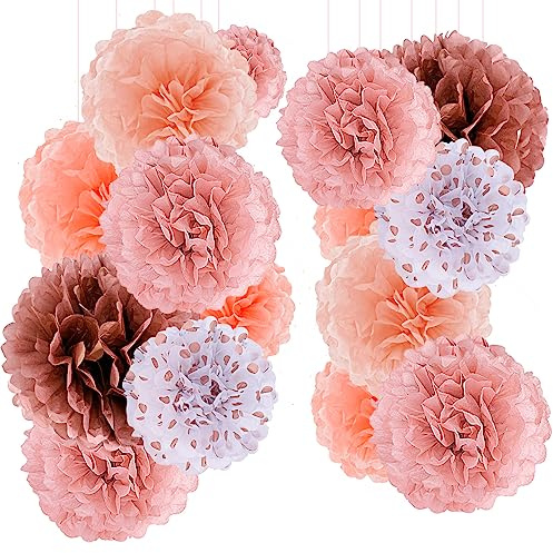 Romon Seidenpapier Pompons Deko, 20 Stück Party Dekoration Pompons, Dekorpapier Blumenpuscheln Papier für Hochzeit, Geburtstag, Taufe, Babyparty, Valentinstag