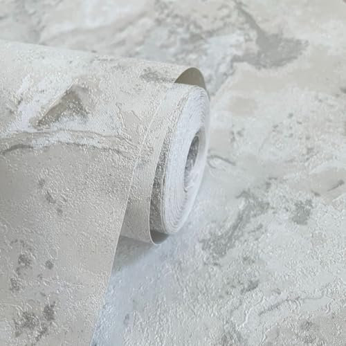 World Of Wallpaper Luxe Collection - Marble Wall Decor - Modern, Decorative Luxury Wallpaper - Heavyweight Vinyl - White/Silver