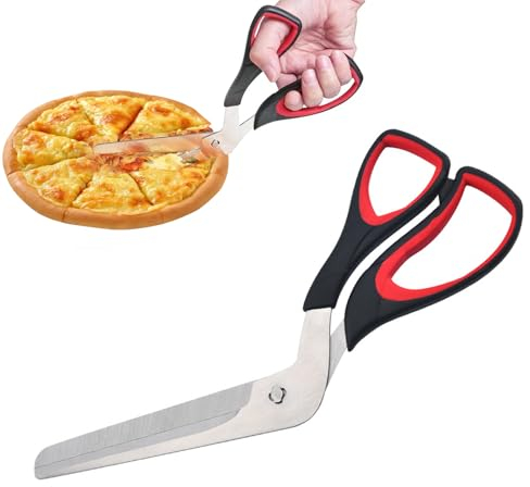 MisFun Forbici per Pizza Professionali, Forbici da Cucina Multifunzionali, Tagliapizza con Lama Affilata in Acciaio Inossidabile per Uso Alimentare e Impugnatura Morbida, Forbice Pizza Divisibile