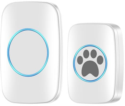 DONGKER Wireless Dog Doorbell,Waterproof Self-Powered Dog Bell with 980feet / 300m Range 60 Chimes 5-Level Volume for Plug in Door Entry Bell suit Small Medium Dog