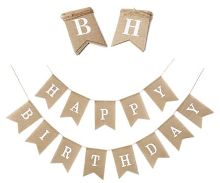 Acrylic Drapeau de Joyeux Anniversaire, Banderole Joyeux Anniversaire Vintage,HAPPY BIRTHDAY Drapeau de Bannière de Toile de Décoration DIY,pour Mariage,Baby Shower,Anniversaire,Fête et Vacances