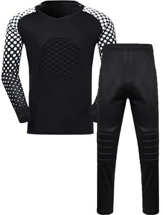 ZUYPSK Ensemble maillot de gardien de but de football pour garçon, maillot de sport et pantalon de sport, rembourré, à manches longues, équipement de protection