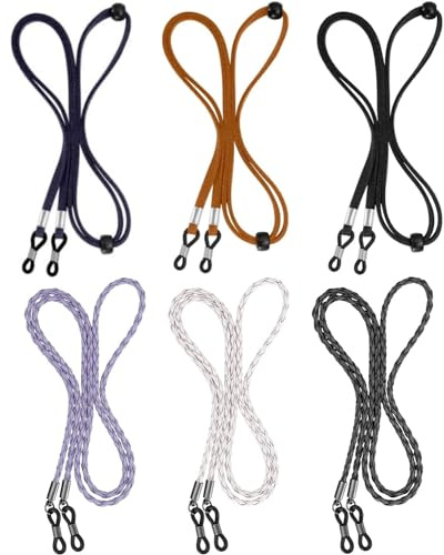 6 fasce per occhiali universali per occhiali da sole, catena regolabile per occhiali da sole catena per occhiali da sole sportivi fascia per occhiali da sole donna uomo, 6 colori, 1