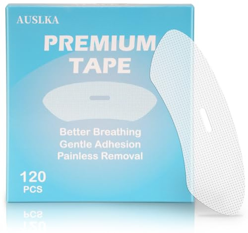 AUSLKA Gentle Hypoallergenic Tape 120 PCS, Mouth Tape, Latex Free PE Tape, Pain-Free Removal Tape, Silicone Adhesive Strips, Large Siz （3.5in X 1.2in）