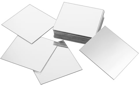 25 fyrkantiga speglar i akryl - 8 x 8 cm självhäftande väggspegelplattor för hantverk och gör-det-själv-projekt