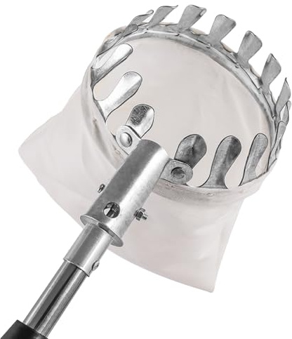Cueille Fruit avec Manche Telescopique, Cueille-Fruits avec Sac de Rangement, Cueilleur de Fruits Amovible, Ramasse Fruit Telescopique de INOX pour La Récolte de Poire Cerise Citron Orange