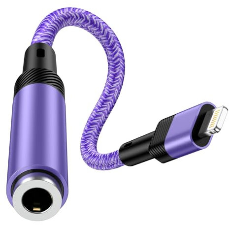 Zacenei Aux Adapter/Lightning auf 3.5mm Klinke Adapter[MFi Zertifiziert] Adapter Kopfhörer/AUX Audio Dongle Kabel Splitter Kompatibelfür 14/13/12/11/X/XS,Support-Anruf