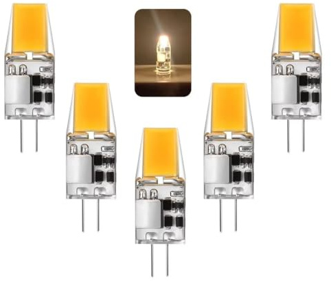 AMMQEG Lámparas LED g4, bombillas LED 5w G4 4000k blanco Natural 500lm, reemplazables bombillas halógenas de 50w, sin parpadeo, 12v AC/dc, lámparas de asiento de pluma de 360 ° 5 piezas