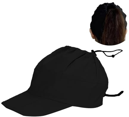 YAMEE Baseballkeps dam vikbar hästsvans design, baseballkeps dam solskydd snabbtorkande andas lätt, sportmössa justerbar, svart, one size