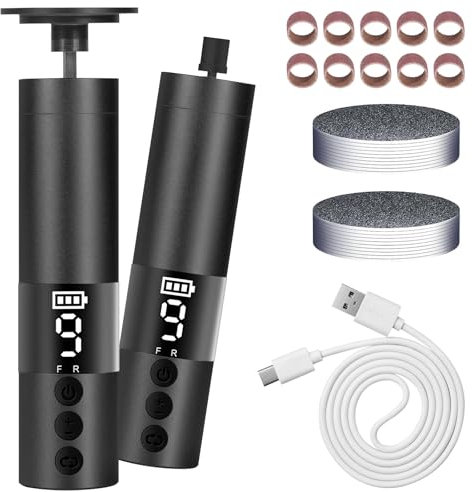 Rimozione calli elettrico per calli con lime per piedi e lucidatore per unghie, 9 velocità e 30 dischi abrasivi, set per la cura dei piedi screpolati, calli morti (nero)