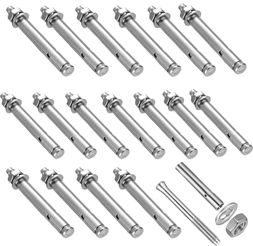 18Pcs Anchor Bolts, Expansion Bolts M8x80mm Concrete Screws Wall Anchors for Brick Concrete Masonry Fixings