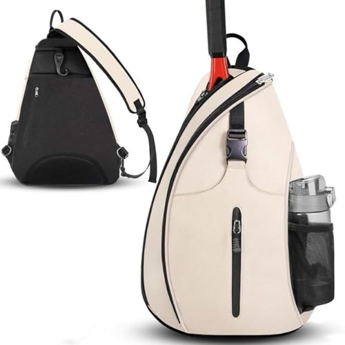 ESSECMBS Tennis Racket Bags for Women and Men Water Resistant Crossbody Sling Bag for Pickleball Badminton Rackets