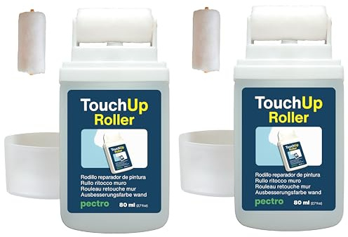 PECTRO Rodillo Reparador de Pintura 80ml x 2 – Retocador de Paredes con Pintura Blanca incorporada para Reparaciones y Manchas en Pared humedad, rayones - Recargable con Rodillo de Recambio (2)