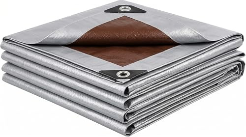 Telo Impermeabile con Occhielli in Polietilene 6×8m/210g/m² | Telone Occhiellato per Esterno, Giardino, Copertura, Antipioggia e Anti-UV | Telo Robusto Impermeabile da Esterno