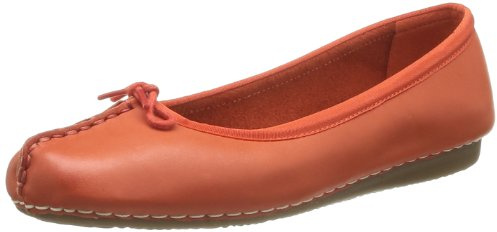 Clarks Women's Freckle Ice Ballet Flats, Orange Leather, 5 UK