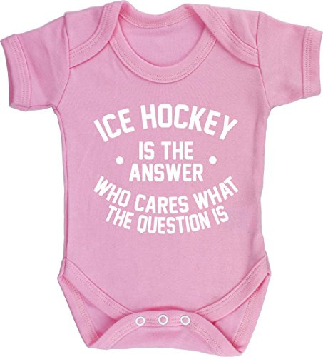 Hippowarehouse Ice Hockey is the Answer Who Cares What the Question Is baby vest bodysuit (short sleeve) boys girls