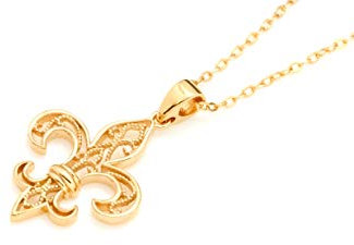 TALISMAN JEWELLERY Pendentif filigrane en Plaqué Or 3 mirons 18k - Fleur de Lys (30 MM)