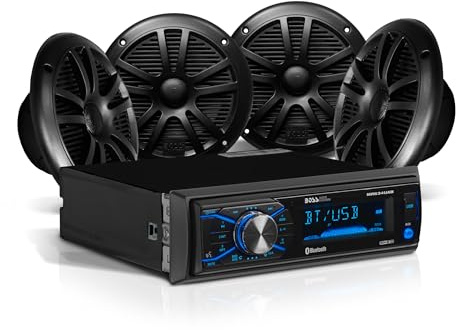 BOSS Audio Systems MCBK634B.64 Marine Boat Bluetooth Stereo & 6.5 Inch Speakers - No CD DVD Player, AM/FM Radio Receiver Head Unit, Dipole Antenna