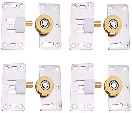 Sliding Door Wheels Wardrobe, 4 Set Cabinet Sliding Door Wheel Rollers, Sliding Door Fittings, Sliding Door Wheels Wardrobe, for Cupboard Wardrobe Cabinet Closet Window
