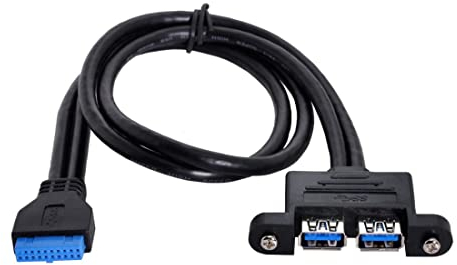 chenyang Motherboard 19/20Pin 1 auf 2 USB 3.0 Frontpanel Kabel 1.64ft mit Löchern zur Panel Montage