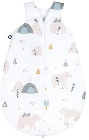 Julius Zöllner 9040910090 Gigoteuse d'été pour bébé 100% coton Taille 90 12-24 mois, Standard 100 by OEKO-TEX Mountain Bear Blanc 400 g