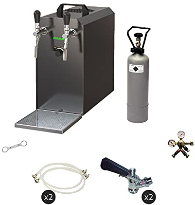 Kit complet – Distributeur Stream 50 pour la bière, tireuse à bière, refroidisseur à 2 voies, jusqu'à 55 l/h – Black Edition, tireuse : KeyKeg, tête de distribution 2 : sans