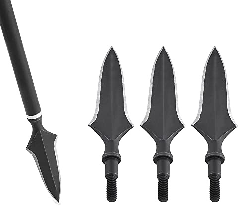 ZSHJGJR Hunting Broadheads Traditional Hunting Arrow Heads 200 Grain Solid Metal Screw-in Arrow Tips for Archery Target Hunting Shooting 6/12Pack (12pcs)