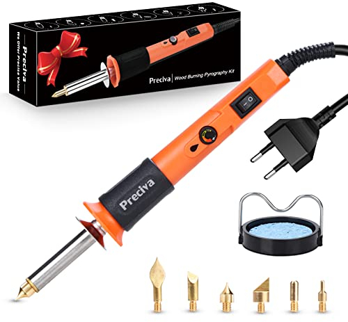 Preciva Brandmalerei Lötkolben Set, Preciva Brandmalerei Brandmalkolben Set mit 6 Brennspitzen Temperatur Einstellbar 300~500 â„ƒ, Brennkolben für Holz und DLY Kunst