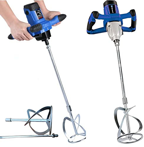 Mescolatore per Malta Professionale, Betoniera Cemento Portatile 2600W, 0–1500 Giri/Min, 6 Marce, Miscelatore per Calcestruzzo, 230V, M14, Agitatore Manuale per Mangime, Gesso