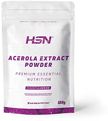 HSN Extracto Baya Acerola en Polvo - Malpighia glabra - Fuente Natural de Vitamina C = 750mg | Sabor Natural 150 g = 50 Tomas por Envase | 15x Más Concentrado | No-GMO, Vegano, Sin Gluten