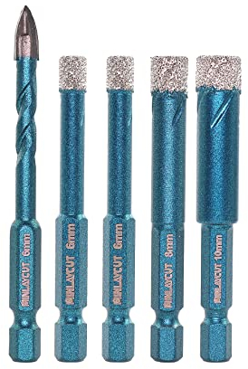 Porcelain Tile Drill Bits Set - MINLAYCUT 6/6/8/10mm+6mm Diamond Hole Saw Kit Quick-fit Hex Shank for Ceramic Tile Marble Porcelain