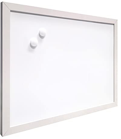 Raylu Paper - Tableau Blanc Magnétique Mural avec Cadre en Bois Blanc, Tableau Blanc Effaçable à Sec avec Deux Aimants pour Accrocher des Notes et des Photos (40 x 30 cm)